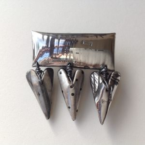 Silver Bar Hearts Brooch 