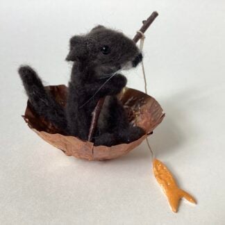 ‘Fishing Otter in a Coracle with Orange Fish’