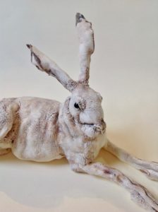 Porcelain Resting Hare Sculpture