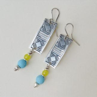 Serpentine and Turquoise Earrings