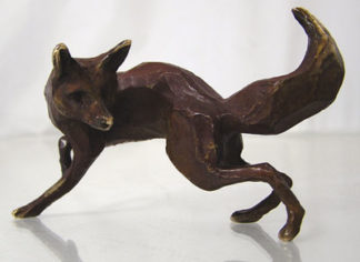 Bronze fox hunting by Michael Storey