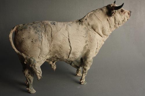 Sculpture of a ceramic bull