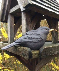 Stoneware blackbird sculpture