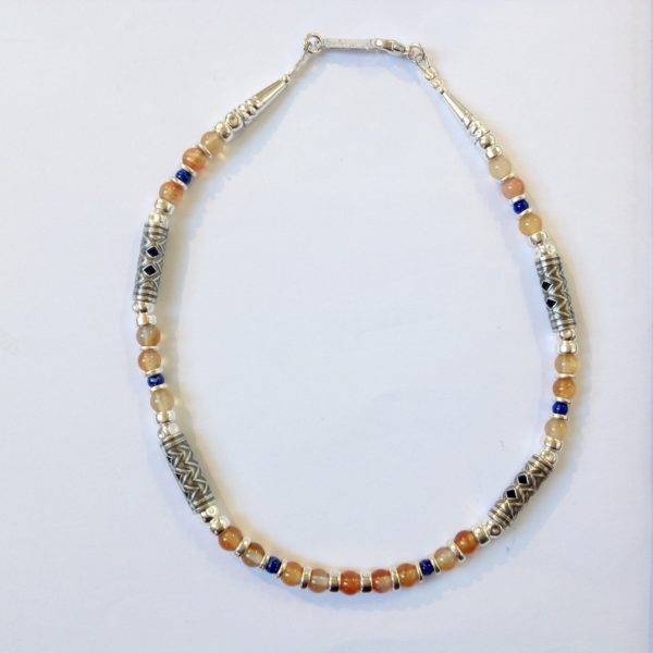 Silver with Orange Agate Necklace