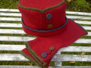 Felted Merino wool hat with armlets