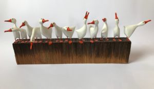 Hand Carved Sculpture 'Goose Gang'