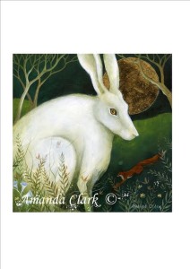 Acrylic original white hare and fox