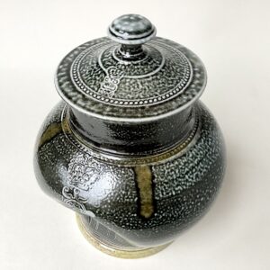 Green Grey Saltglaze Lidded Jar