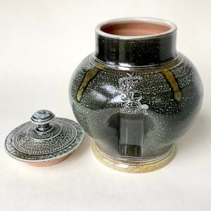 Green Grey Saltglaze Lidded Jar