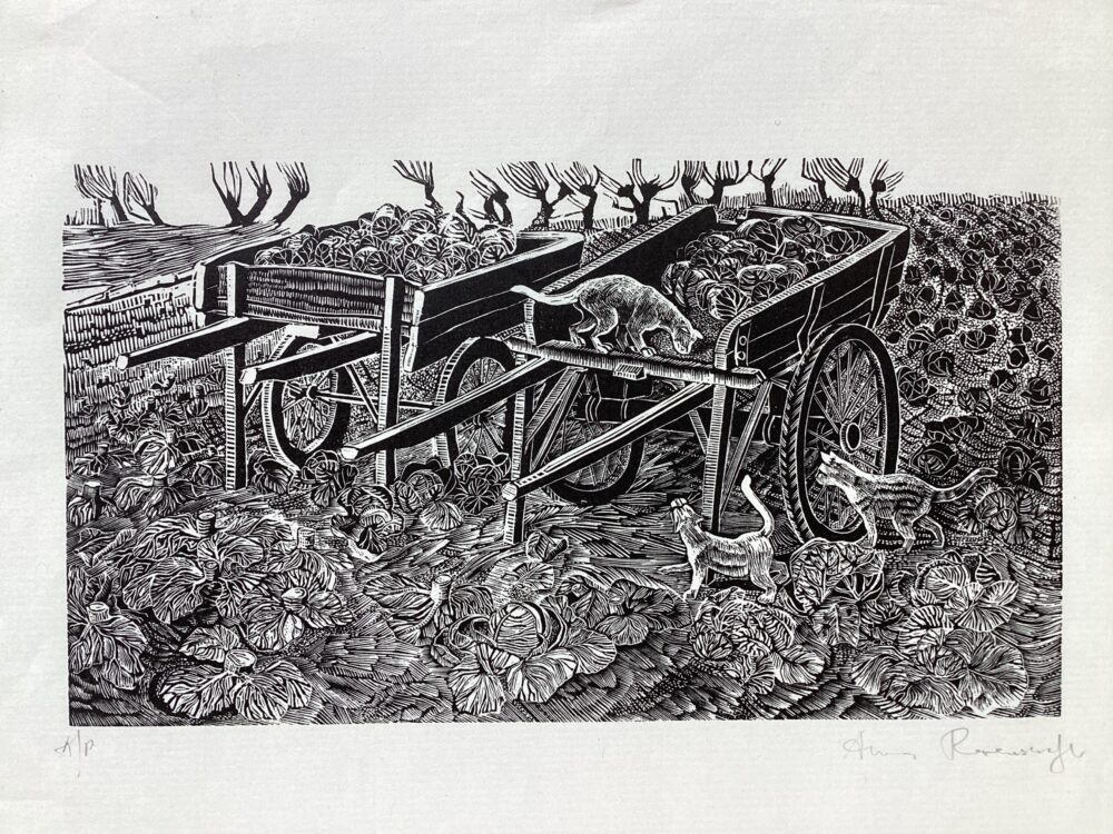 ‘Cabbage Patch Cats’ Wood Engraving
