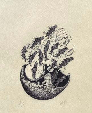 ‘Emerging Fish’ Wood Engraving