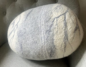 ‘Ivory White Felt Pebble Cushion’