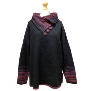 ‘Black Spices Stripy Collared Sweater’