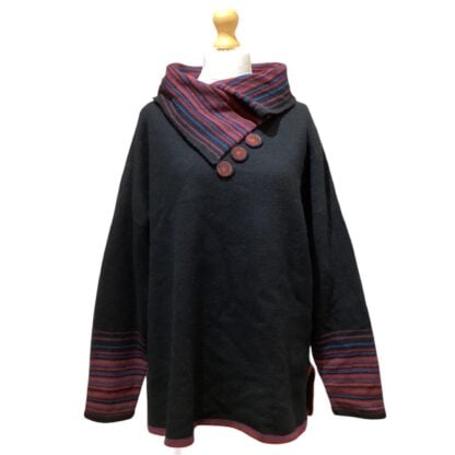 ‘Black Spices Stripy Collared Sweater’