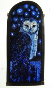 Stained Glass Panel Starry Barn Owl
