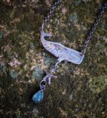 Silver Whale pendant with Apatite