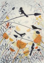 Giclee print 'Three magpies and a blackbird'