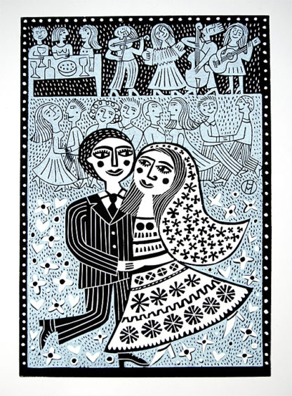 'Dancing at the Wedding' Linocut