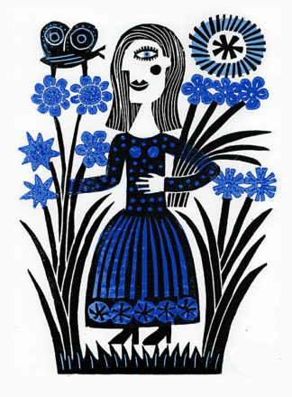 'Blue Flowers' Woodcut