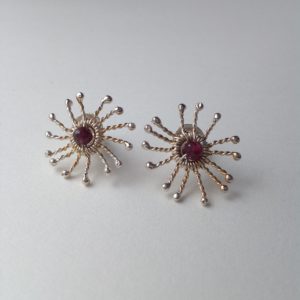 Sunstar Stud Earrings with garnets