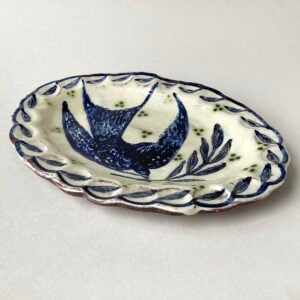 'Swallow & Leaves' Oval Plate