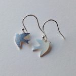 Small Silver Swallow Drop Earrings