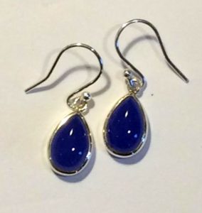 Blue agate pear shaped earrings