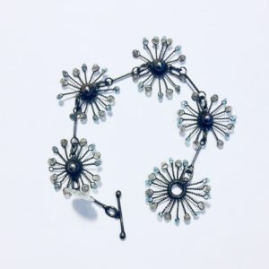 Oxidised Silver Starburst Bracelet