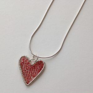 Silver Heart Pendant Red