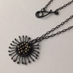 Oxidised Silver Sparkle Sunflower Pendant