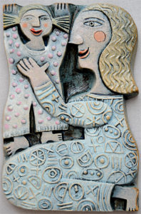 Ceramic Relief Mother and Daughter