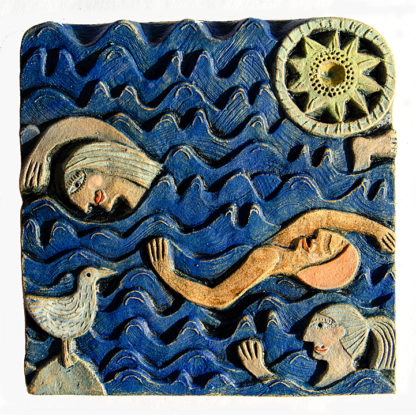 ‘Swimmers’ Ceramic Relief