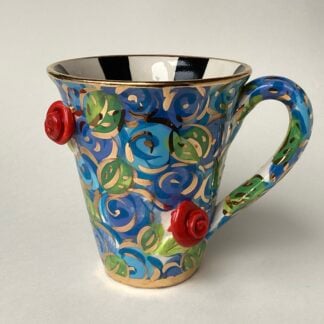 ‘Mug in Blue Rosebush’