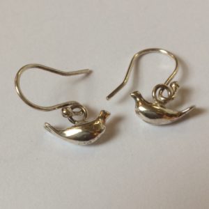 Silver Bird Drop Earrings