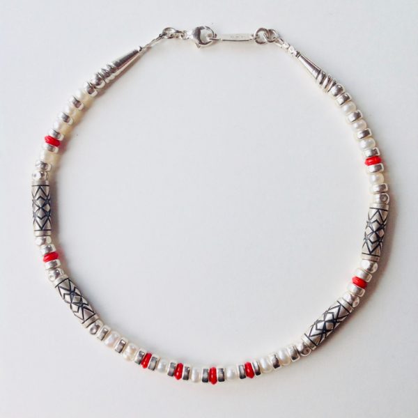 Silver and Bamboo Coral Necklace