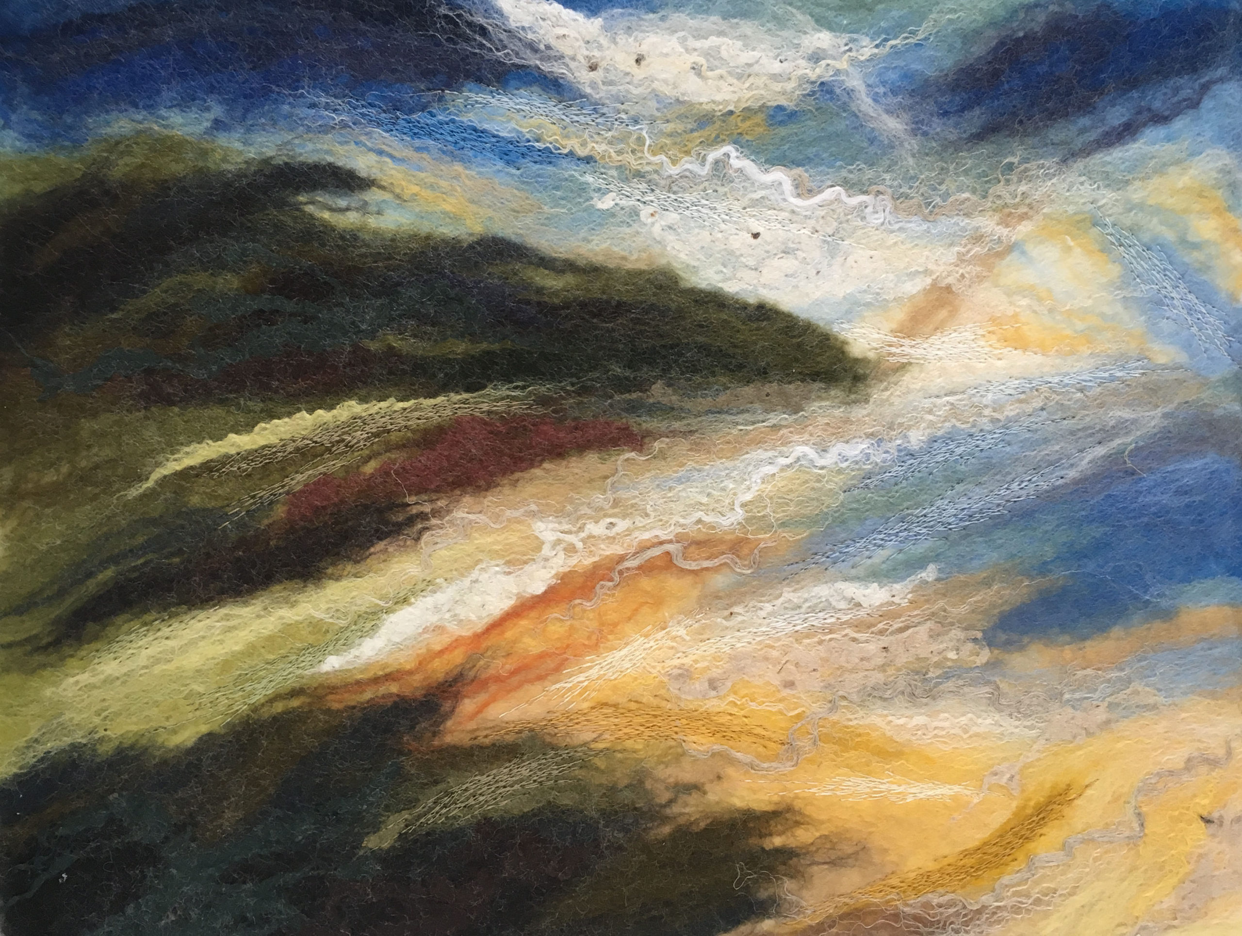 Hand Felted Landscape In Pure New Wool, Felted Wool Landscapes