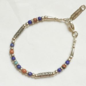 Silver, Lapis, Jasper and Turquoise Bracelet