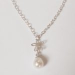 Silver and Pearl Tiny Flower Necklace