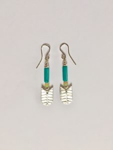 Silver Earrings with Turquoise & Serpentine