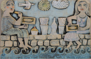 Ceramic Relief 'Fish & Chips on the Harbour Wall'