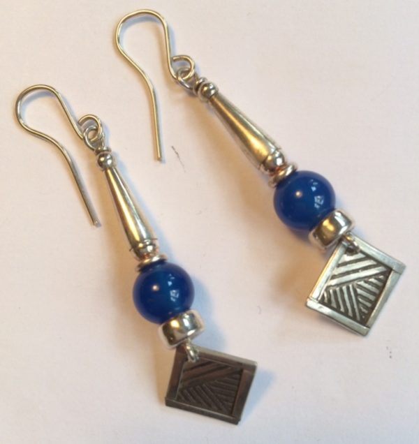 Silver and Blue Carnelian Earrings