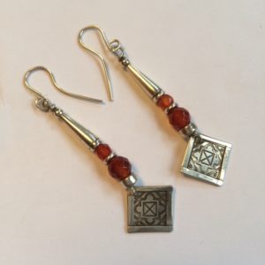 Silver and Faceted Carnelian Earrings