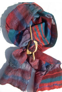 Hand Dyed Silk mesh and merino wool Scarf