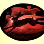 Stained Glass Panel Blood Moon Leaping Hare