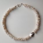 Necklace in Ivory Biwa Pearls with Silver
