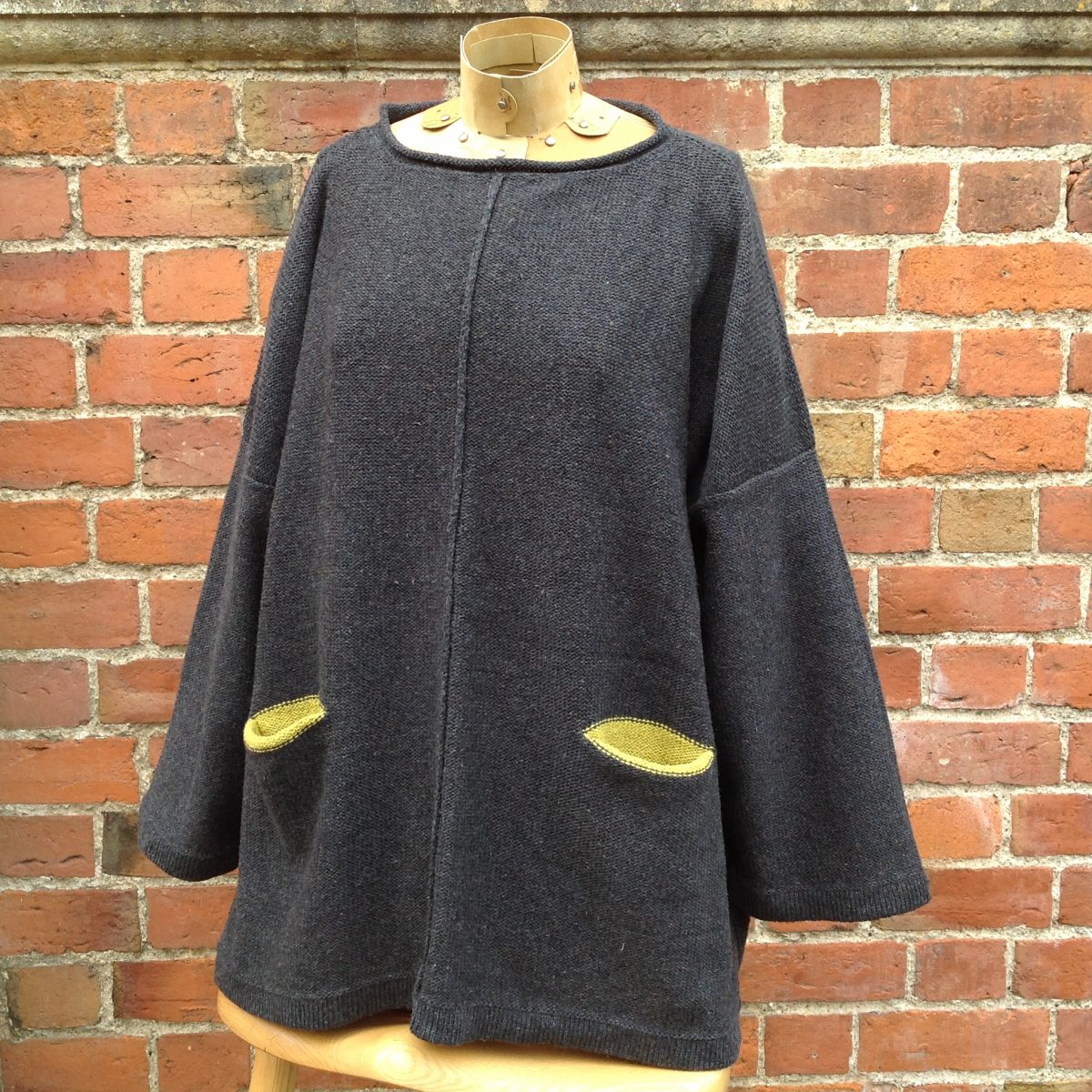 'Carousel Tunic' Sweater in graphite/sap - Old Chapel Gallery