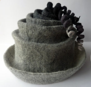Hand Felted Concertina Hat in Grey