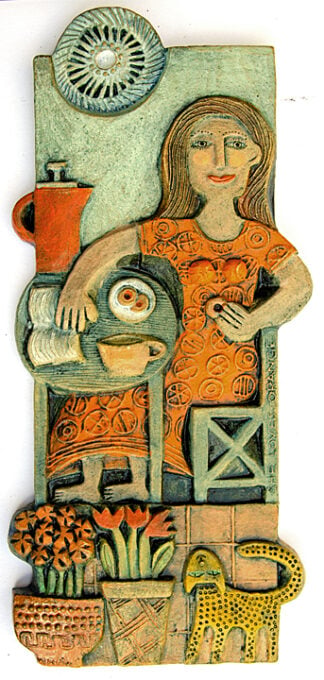 ‘She Loves Orange’ Ceramic Relief