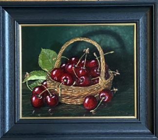 'Cherries in Willow Basket'