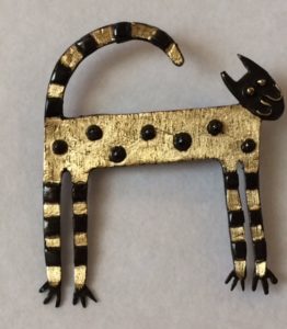 Brass & Bronze Greek Cat Brooch